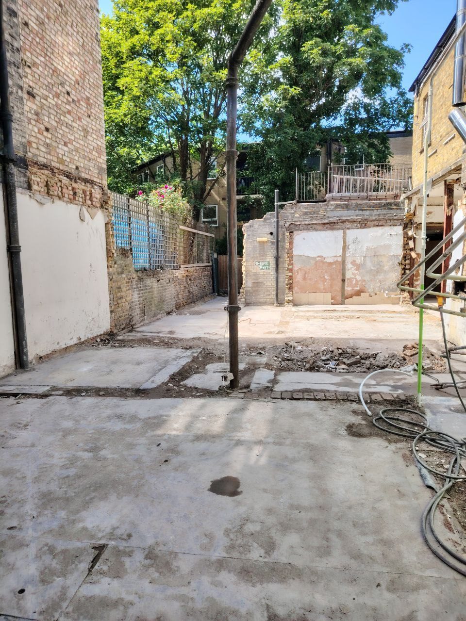 New drainage pipe set into the excavated ground