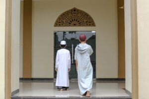 Muslim Children Entering Mosque